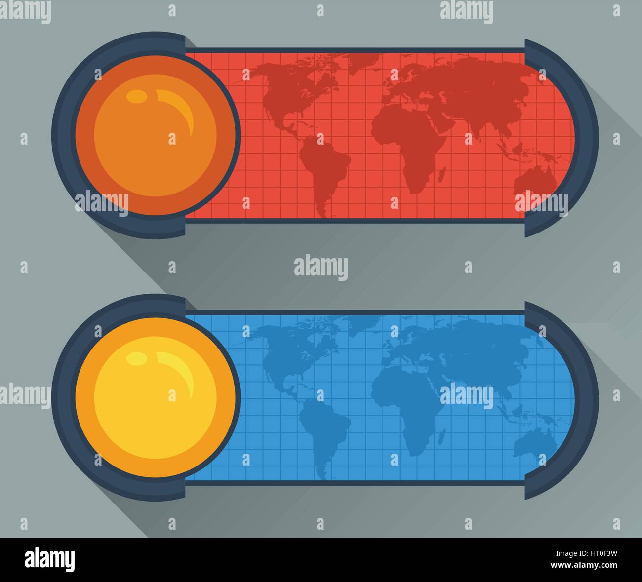 Mundo plano mapa vector volantes aislados en gris Ilustración del Vector