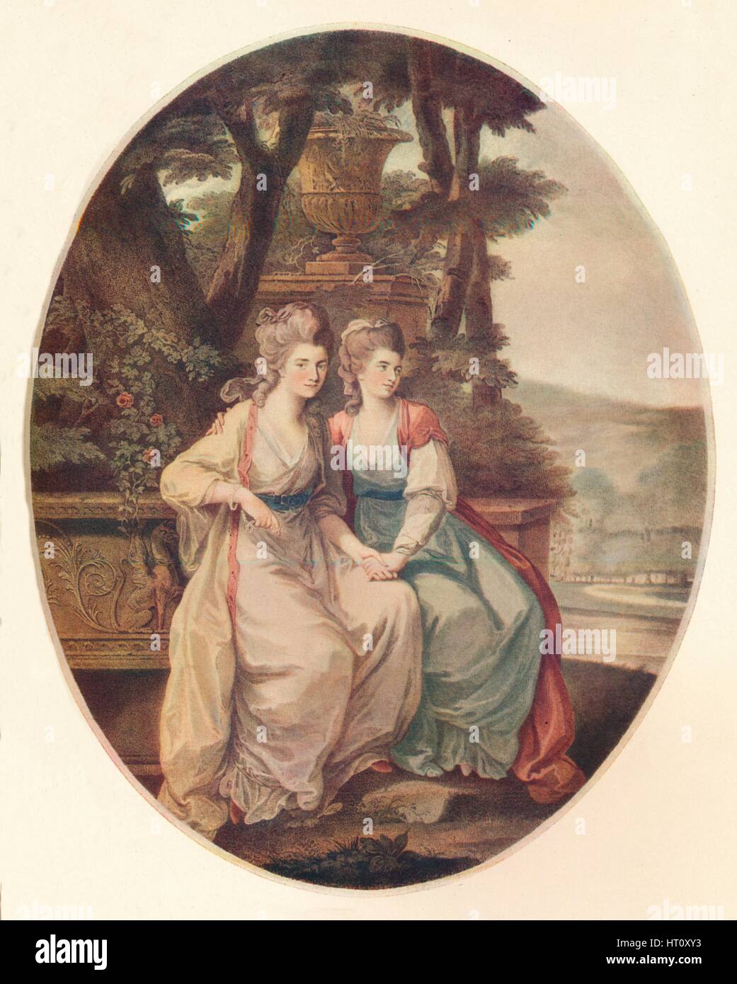 "La duquesa de Devonshire y Lady Duncannon', de 1782. Artista: William Dickinson. Foto de stock