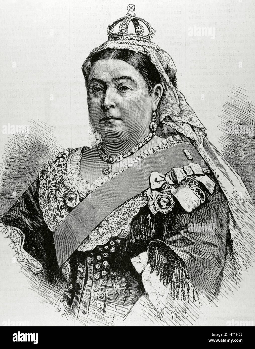 Victoria I (1819-1901). La Reina del Reino Unido de Gran Bretaña e Irlanda (1837-1901) y emperatriz de la India (1876-1901). Retrato. Grabado. "La ilustracion', de 1887. Foto de stock