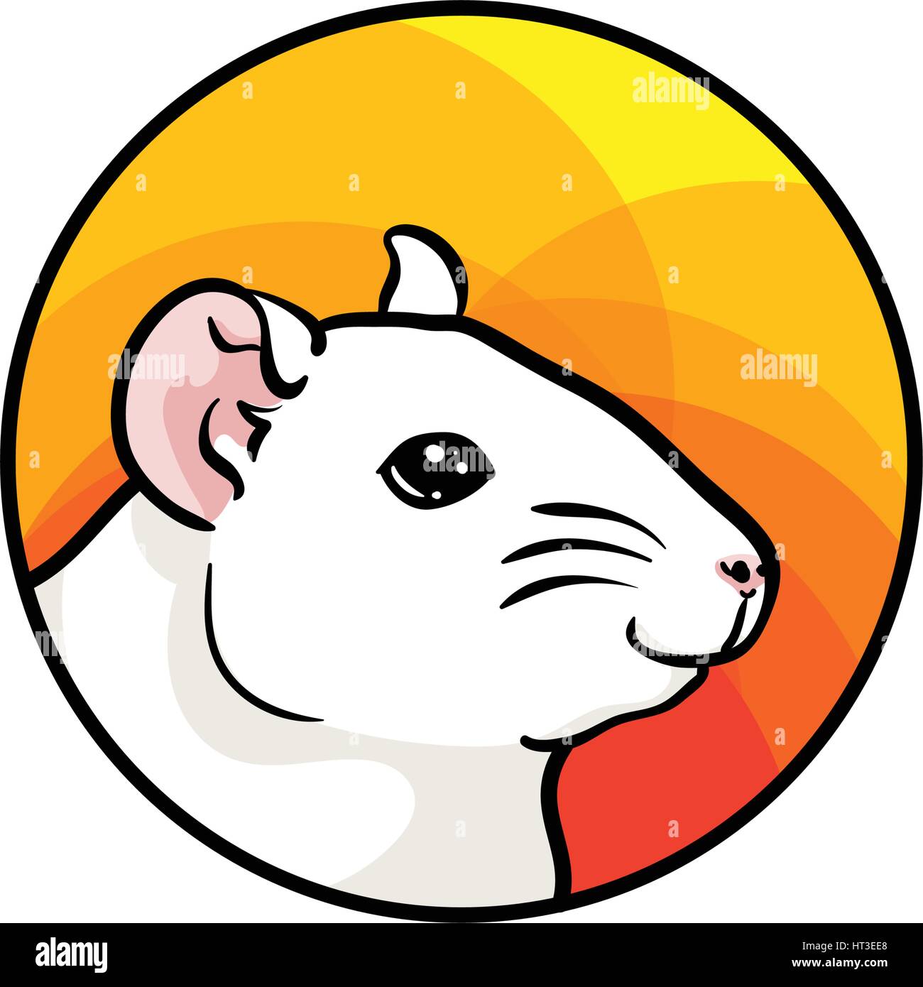 Rata Blanca de laboratorio, una insignia. Arte Animal, lindo estilo de  dibujos animados, dibujadas a mano ilustración vectorial. Adecuado para pet  shop, el zoo de anuncios, diseño de etiqueta, los alimentos de