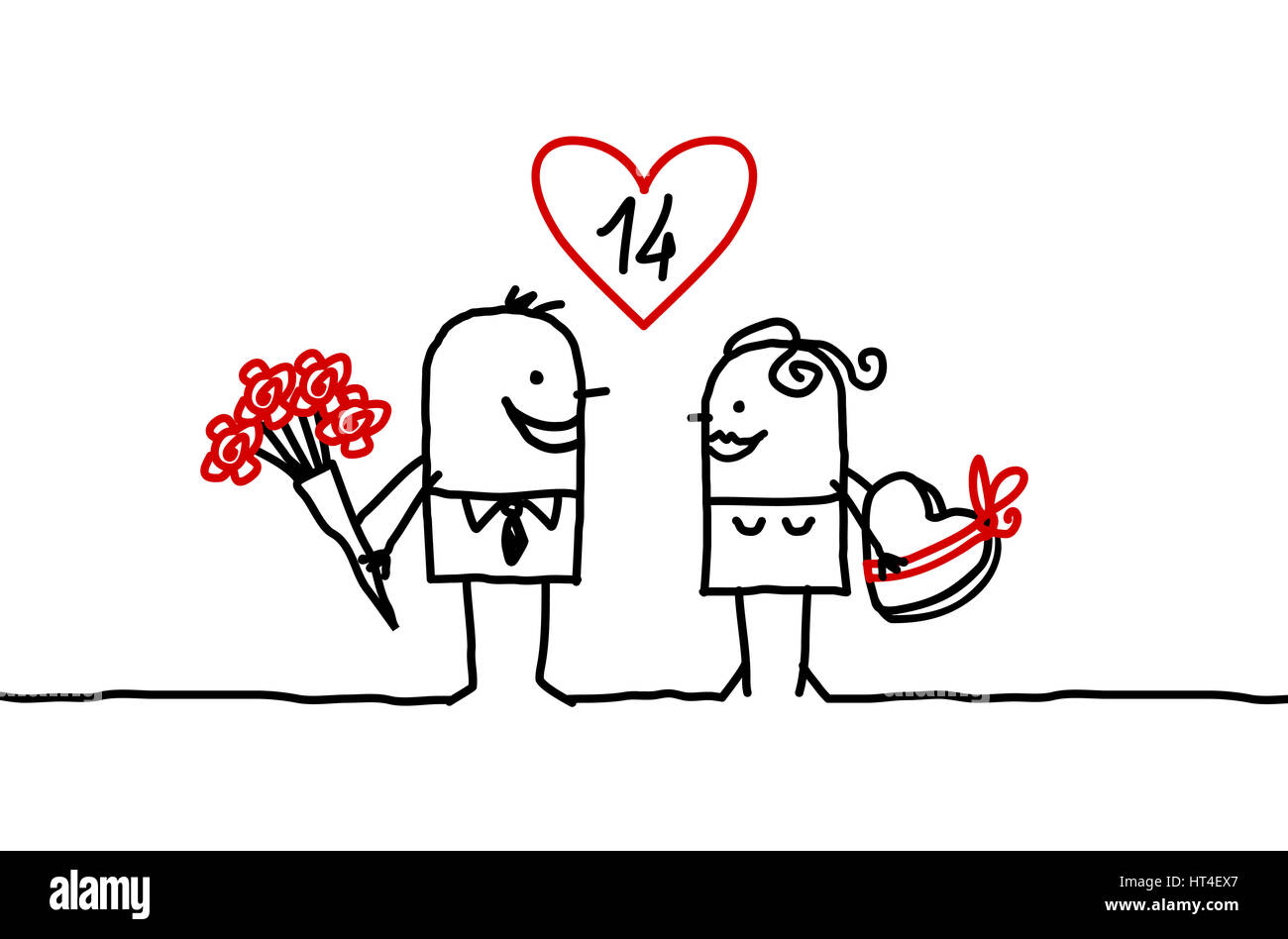 Las parejas de dibujos animados - el día de San Valentín Fotografía de  stock - Alamy