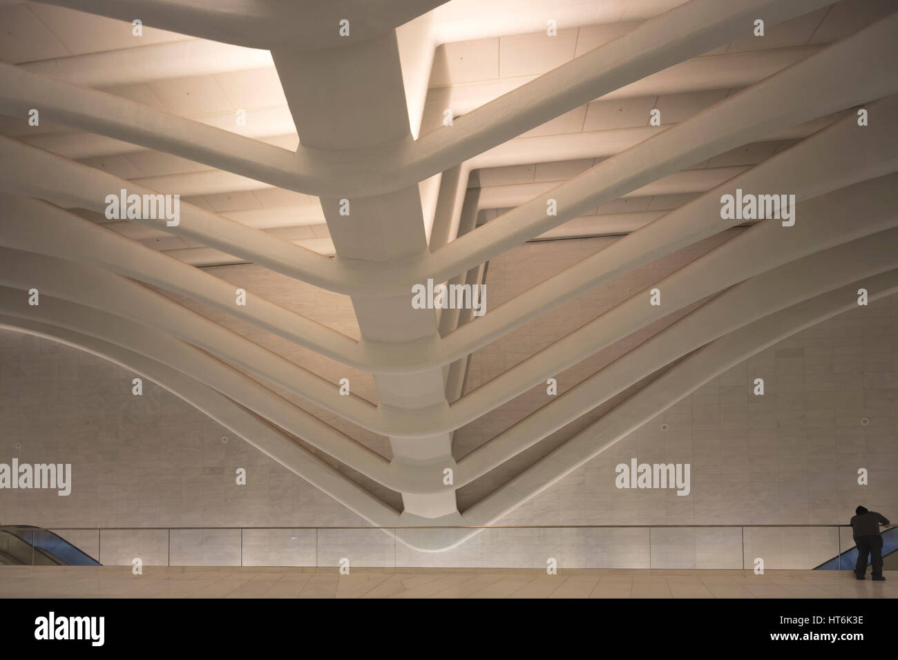 Interior, World Trade Center de Nueva York, EE.UU. centro de transporte, diseñado por el arquitecto Calatrava Foto de stock