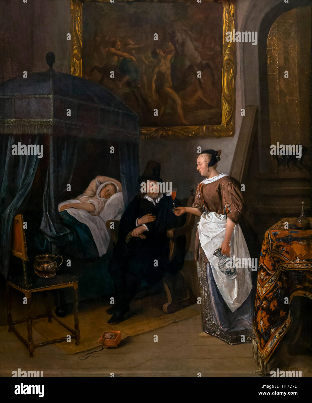La visita al médico, de Jan Steen, circa 1660-2, Royal Galería de Arte, Museo Mauritshuis, La Haya, Países Bajos, Europa Foto de stock
