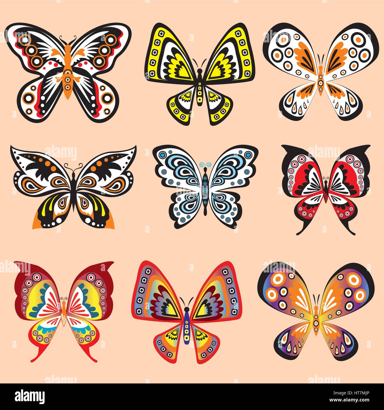 Set de mariposas en vector Ilustración del Vector