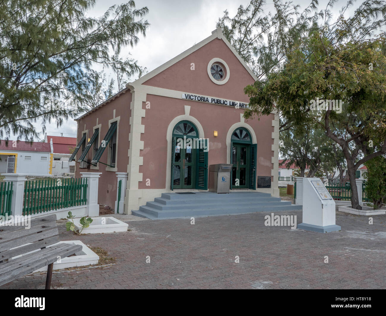 Victoria Edificio Biblioteca Pública Exterior Cockburn, Grand Turk, Islas Turcas y Caicos British West Indies Foto de stock