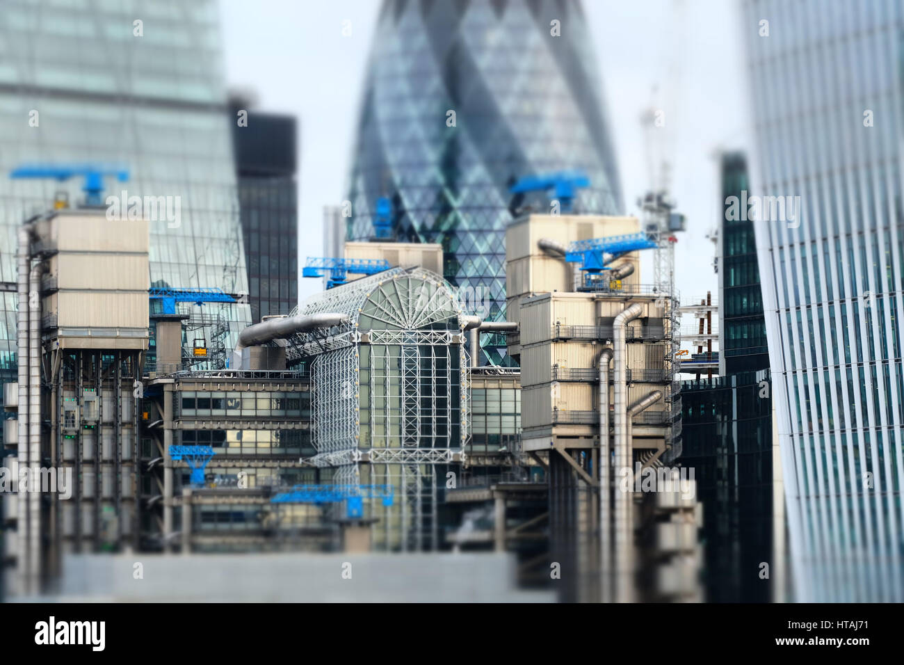 Minaturised Shot de edificios en el distrito financiero de Londres Foto de stock