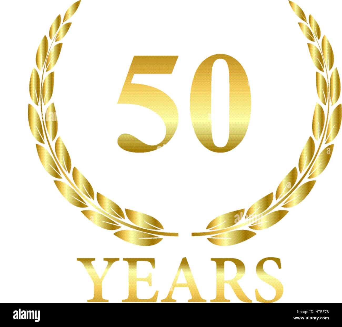 50 años hojas de laurel vector floral en oro sobre fondo blanco