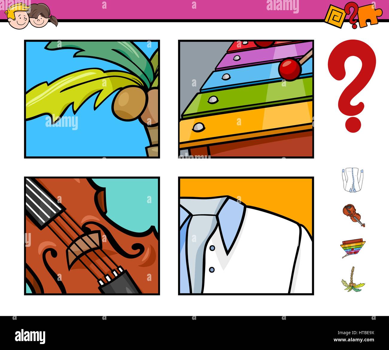Ilustración de dibujos animados de juego educativo de adivinar Objetos para  niños preescolares Imagen Vector de stock - Alamy