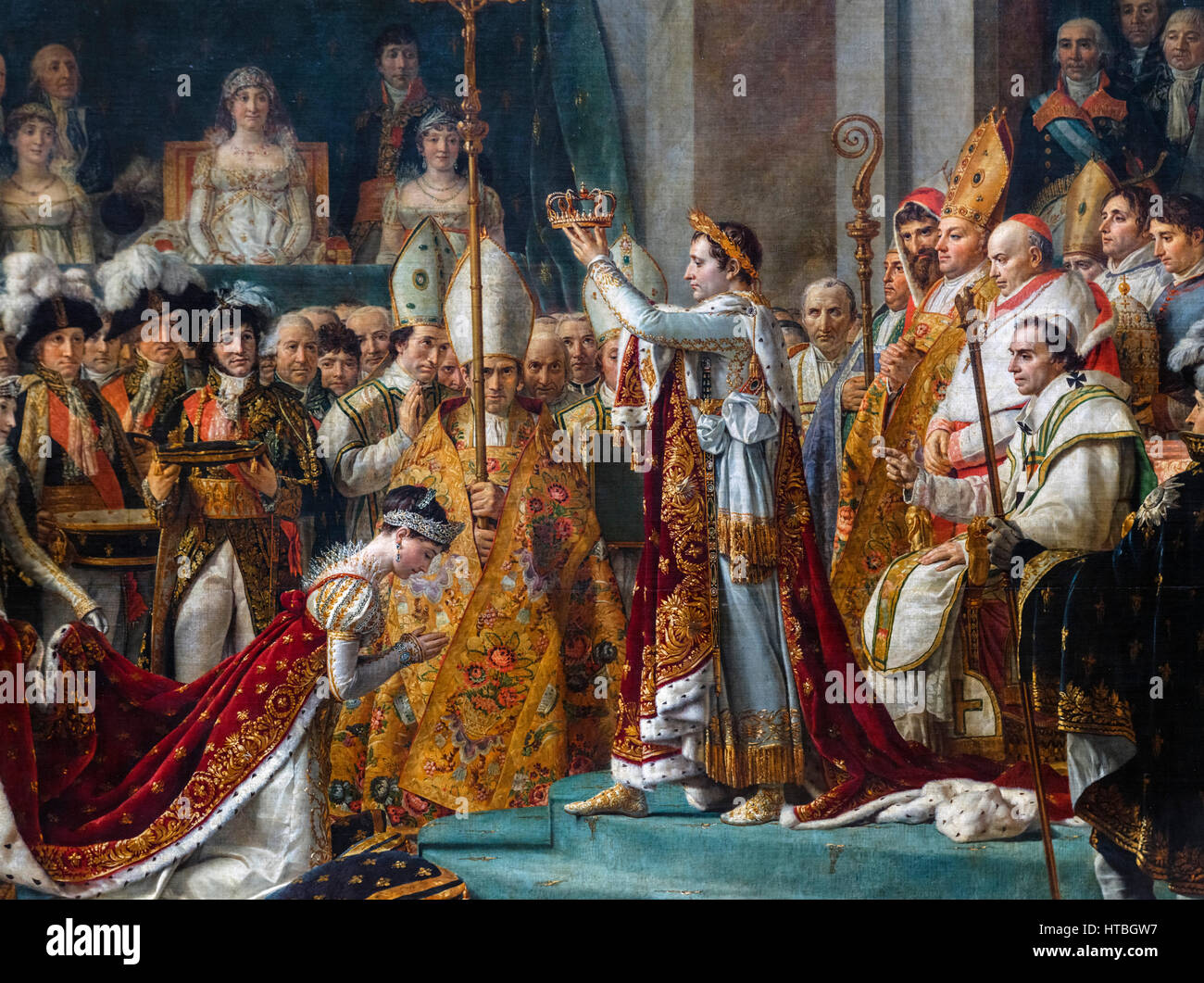 La coronación del Emperador Napoleón Bonaparte. Detalle de una pintura de  mayor tamaño titulado 'Sacre de l'empereur Napoléon Ier et de l'Impératrice  couronnement Joséphine dans la Cathédrale Notre Dame de Paris, le