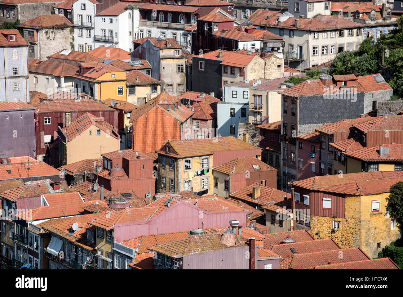 Vista aérea de Porto y del río Douro, Portugal Foto de stock