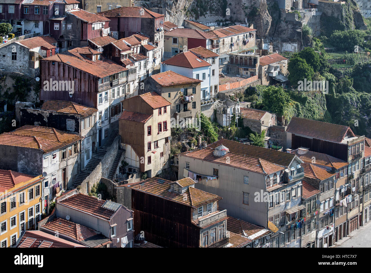 Vista aérea de Porto y del río Douro, Portugal Foto de stock