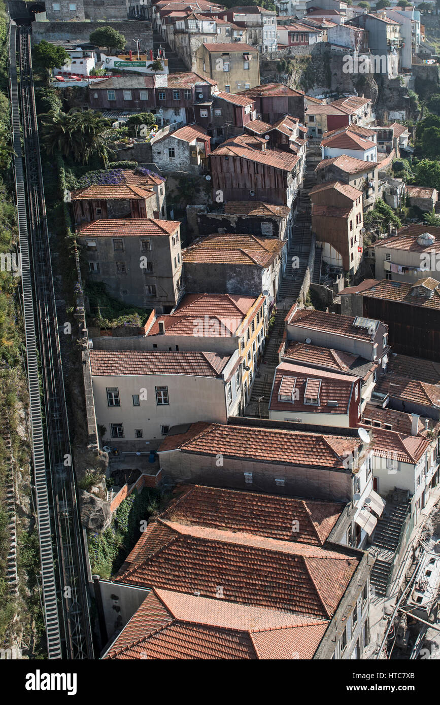 Vista aérea de Porto y del río Douro, Portugal Foto de stock