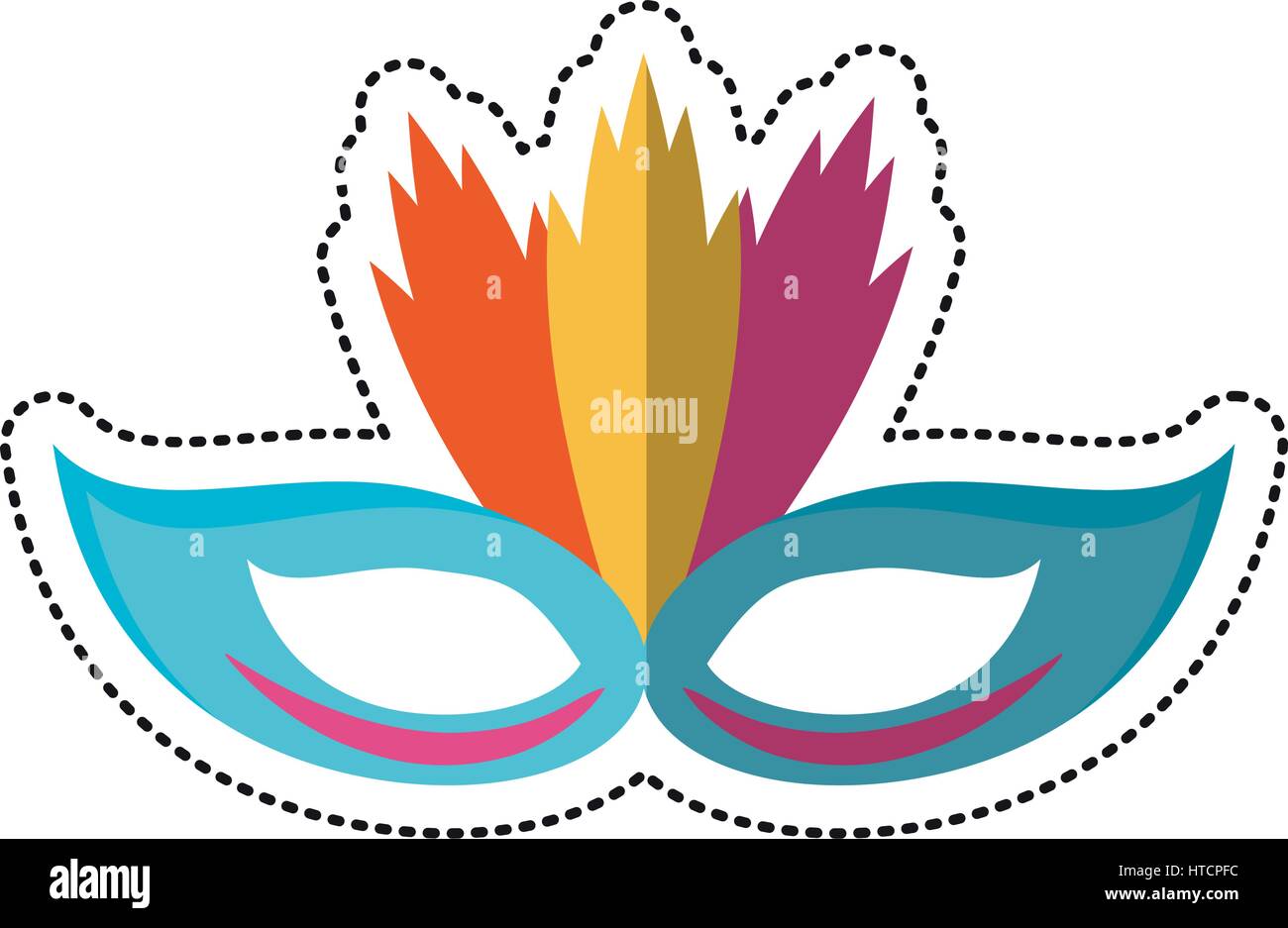 Cartoon la máscara de carnaval con plumas Imagen Vector de stock - Alamy