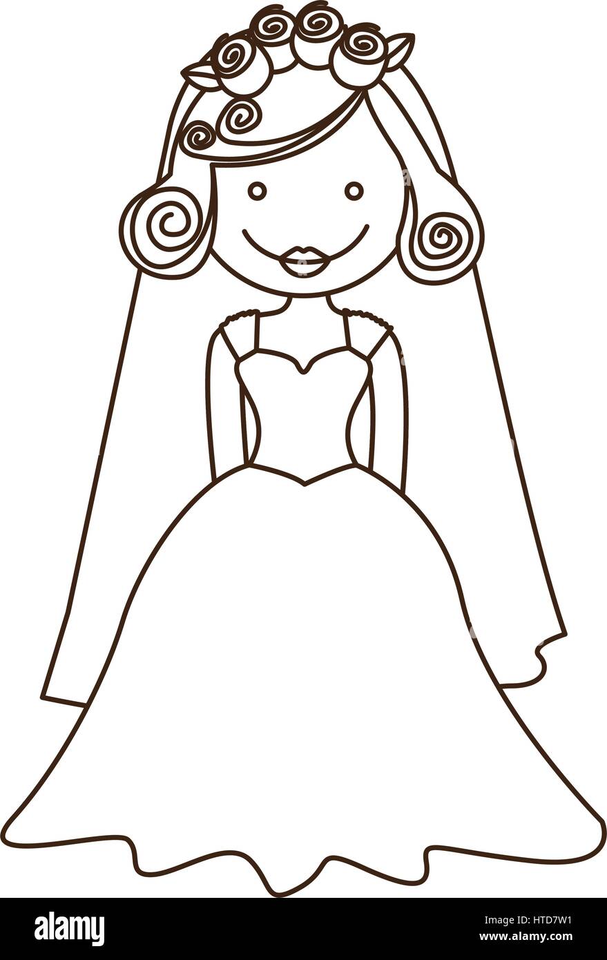 Silueta de dibujos animados con traje de novia Imagen Vector de stock -  Alamy