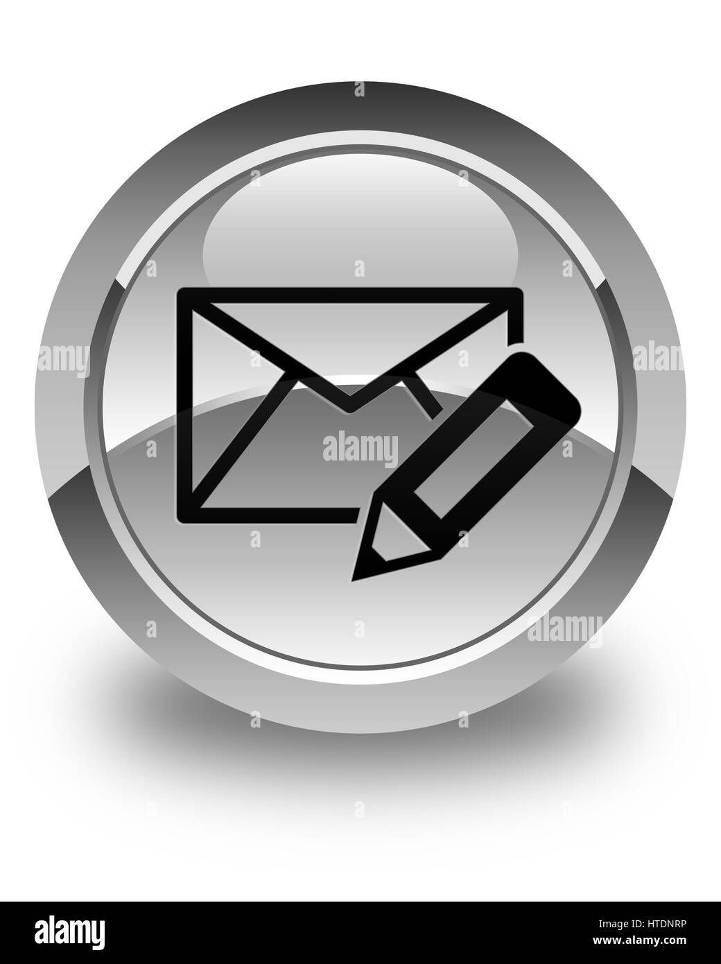 Editar icono email aislado sobre blanco brillante ilustración abstracta de botón redondo Foto de stock