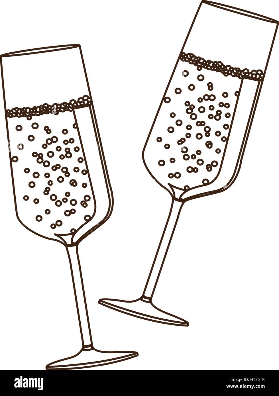 Dibujo silueta par brindis champagne copas Imagen Vector de stock - Alamy