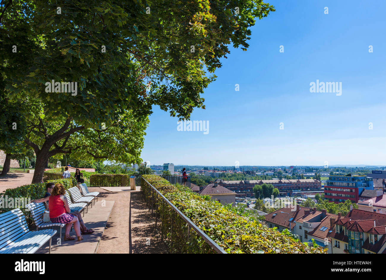 Brno, República Checa. Vista desde las murallas de la ciudad antigua, Brno, Moravia, República Checa Foto de stock