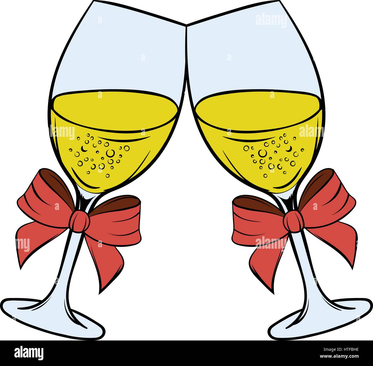 Dos copas de champán en el icono de estilo de dibujos animados ilustración  vectorial aislado Imagen Vector de stock - Alamy