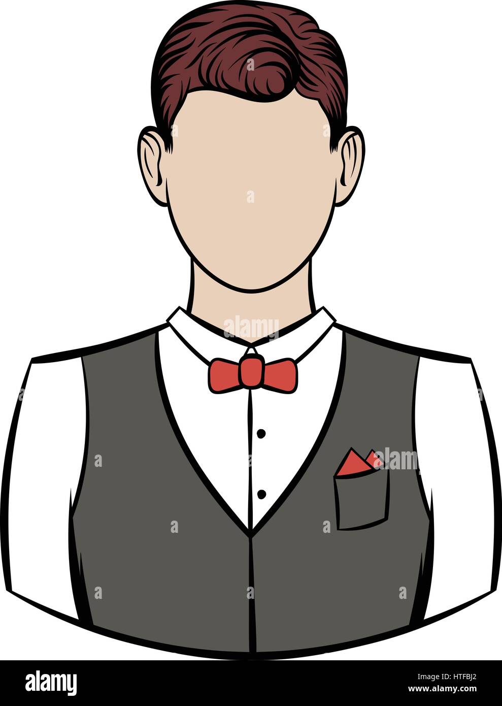 Un hombre con la camisa blanca chaleco negro y rojo pajarita icono en  ilustración vectorial aislado estilo de dibujos animados Imagen Vector de  stock - Alamy