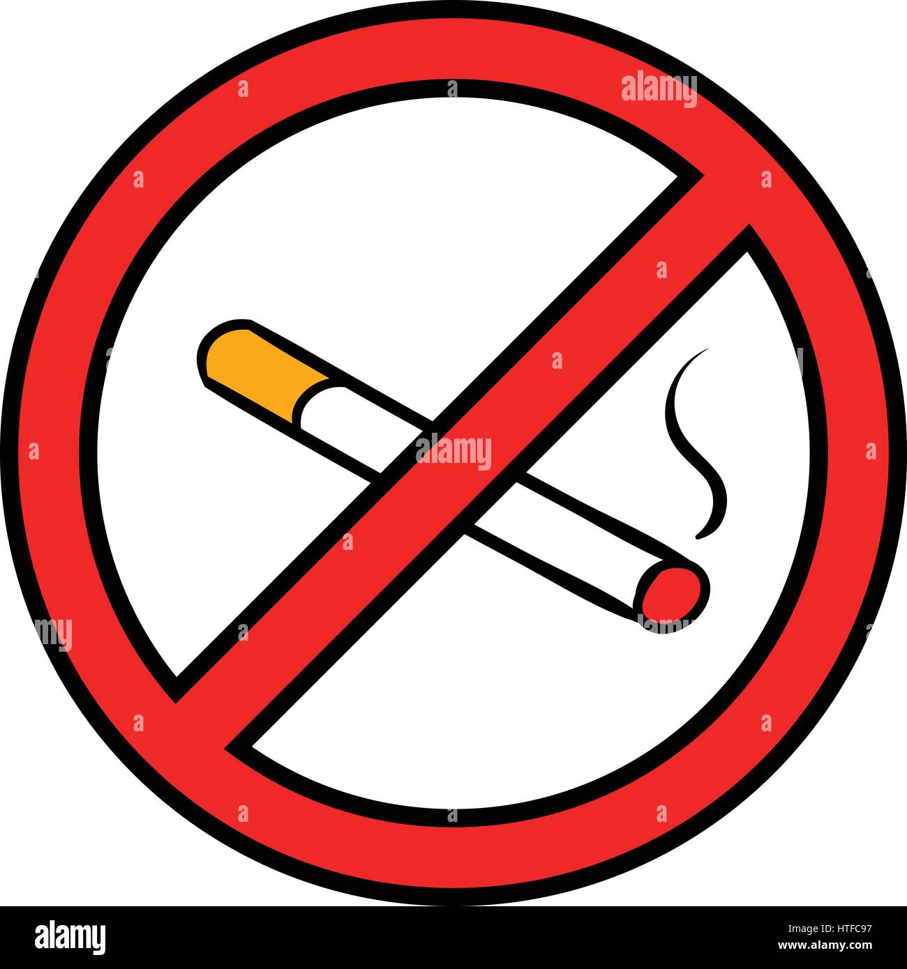 Insignia de dibujos animados icono no fumar Imagen Vector de stock - Alamy