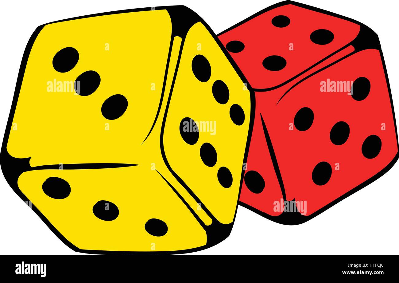 Rojo y amarillo dados ícono de Cartoon Imagen Vector de stock - Alamy