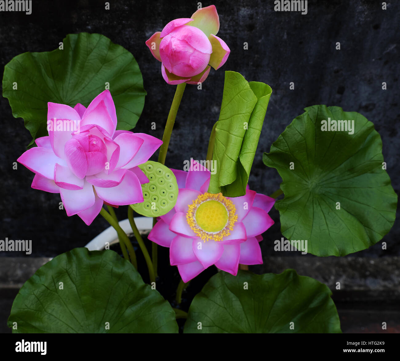 Flores Artificiales Flores De Loto De Barro Artesanal Con Hojas
