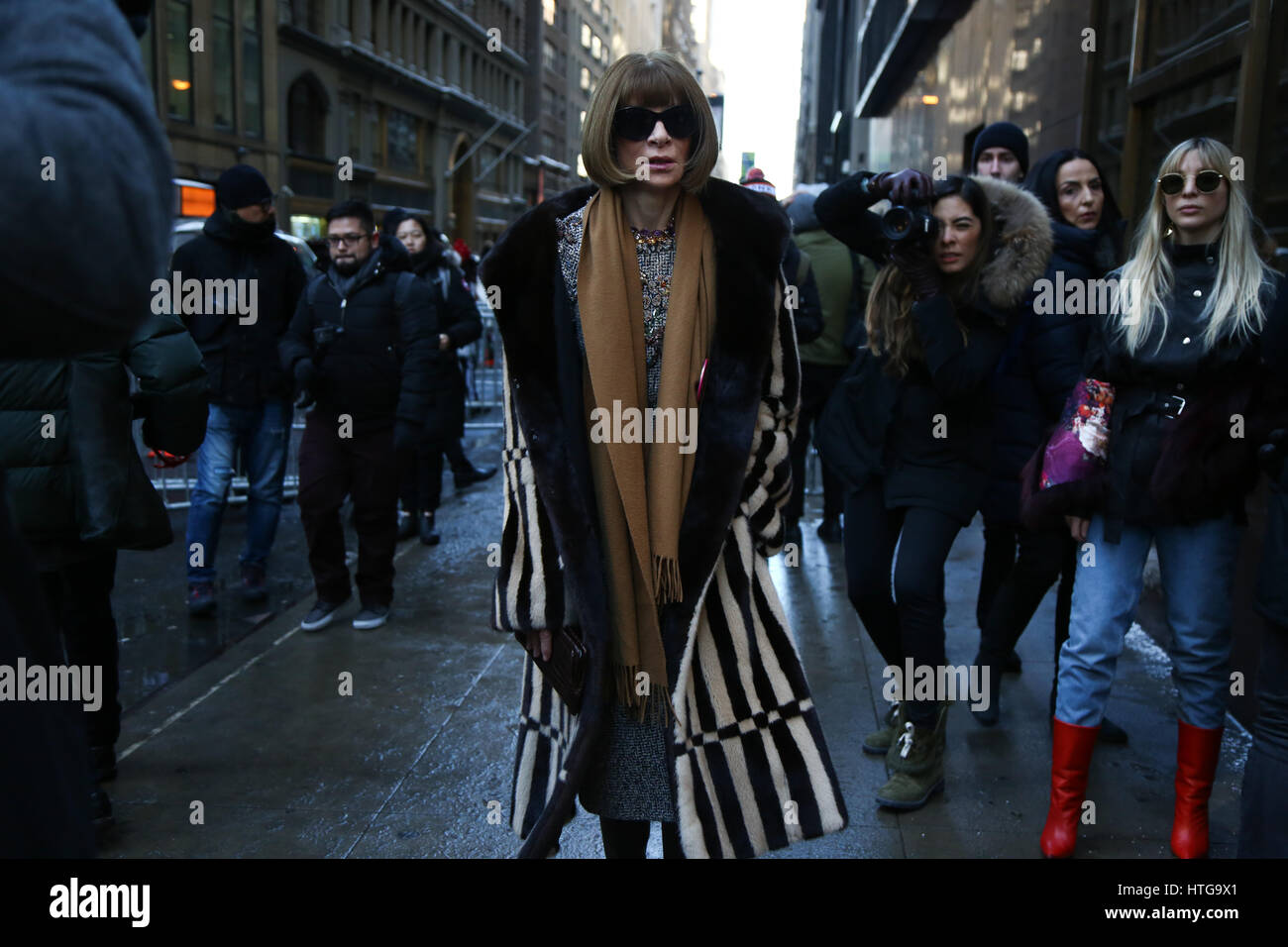 Nueva York, 10 de febrero de 2017 Anna Wintour visto show de Calvin Klein durante la semana de la moda de Nueva York FW17-18 Womenswear RTW. Foto de stock