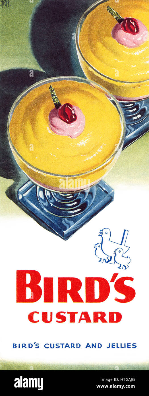 1947 anuncio británico de BIRD natillas en polvo. Foto de stock