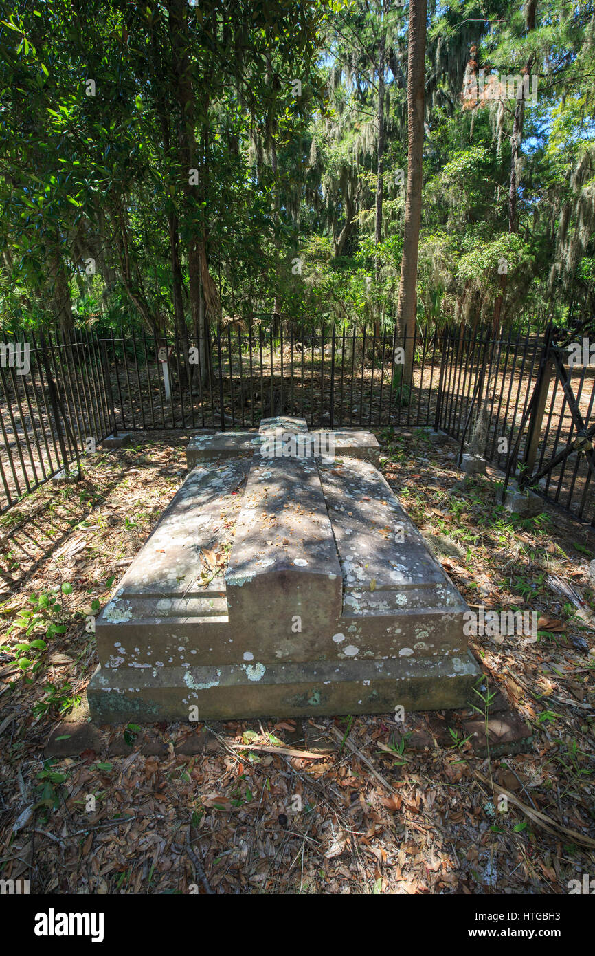 En la lápida de la familia Wormsloe Historic Site. Foto de stock