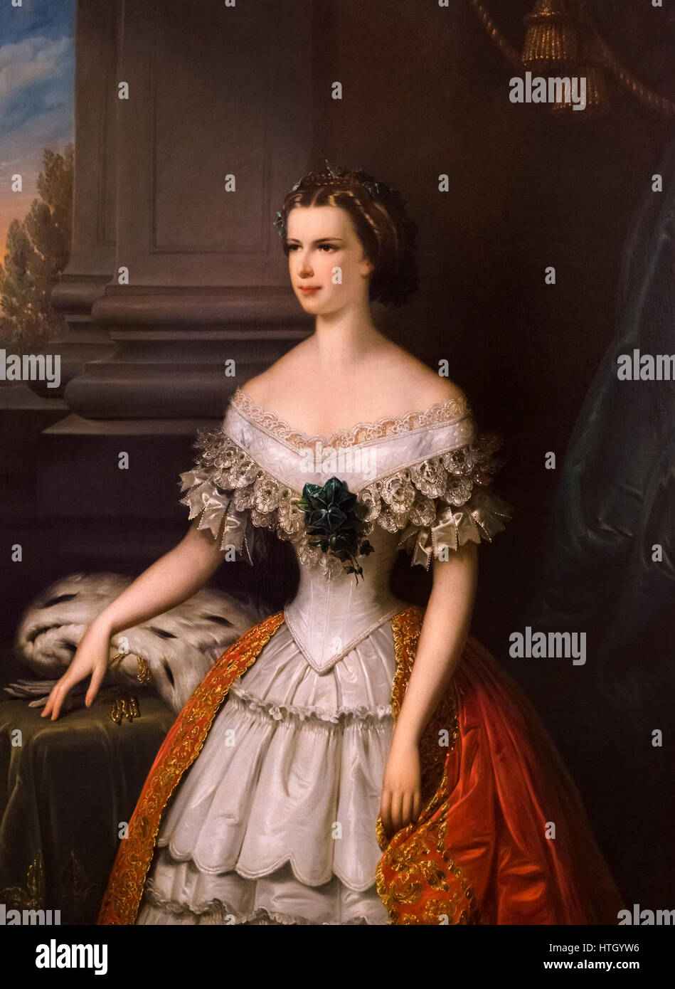 Sisi, retrato. La emperatriz Elisabeth de Austria (1837-1898), conocido como Sisi, esposa del emperador Franz Joseph I por Franz Schrotzberg pintura, óleo sobre lienzo, 1856. Foto de stock