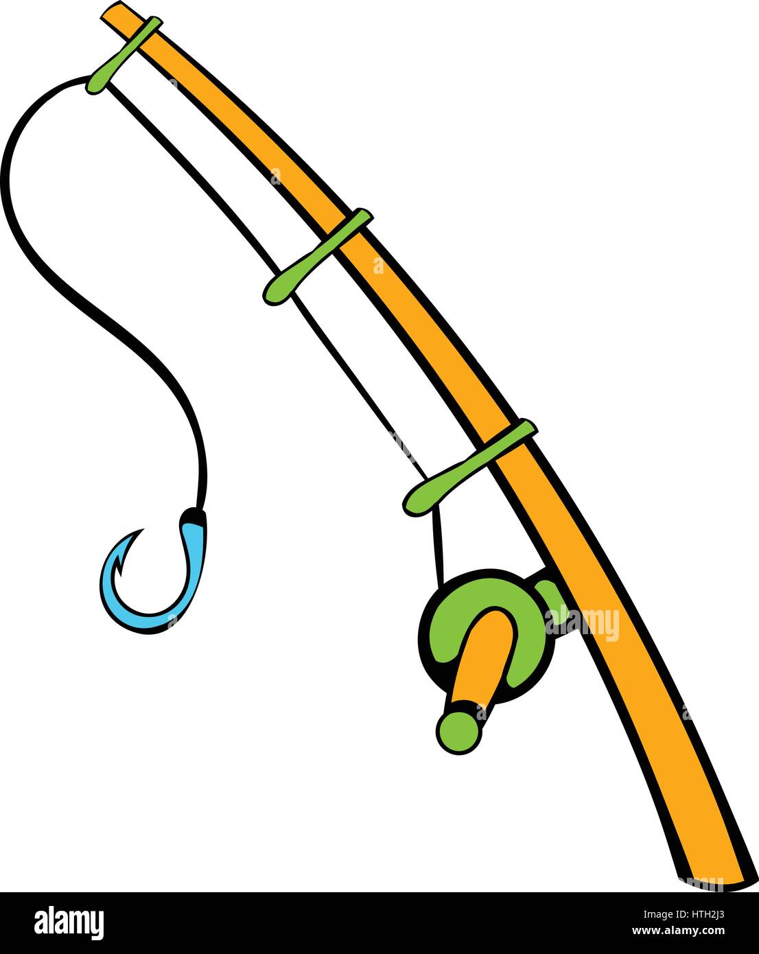 Caña de Pescar ícono de Cartoon Imagen Vector de stock - Alamy