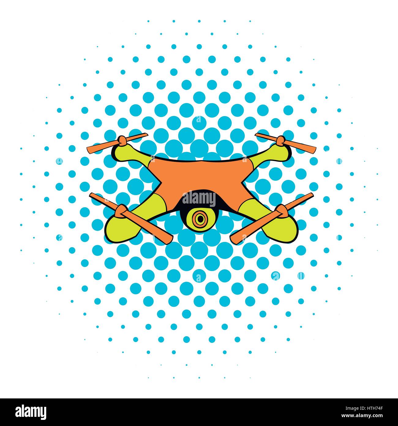 Icono de drone, estilo comics Ilustración del Vector