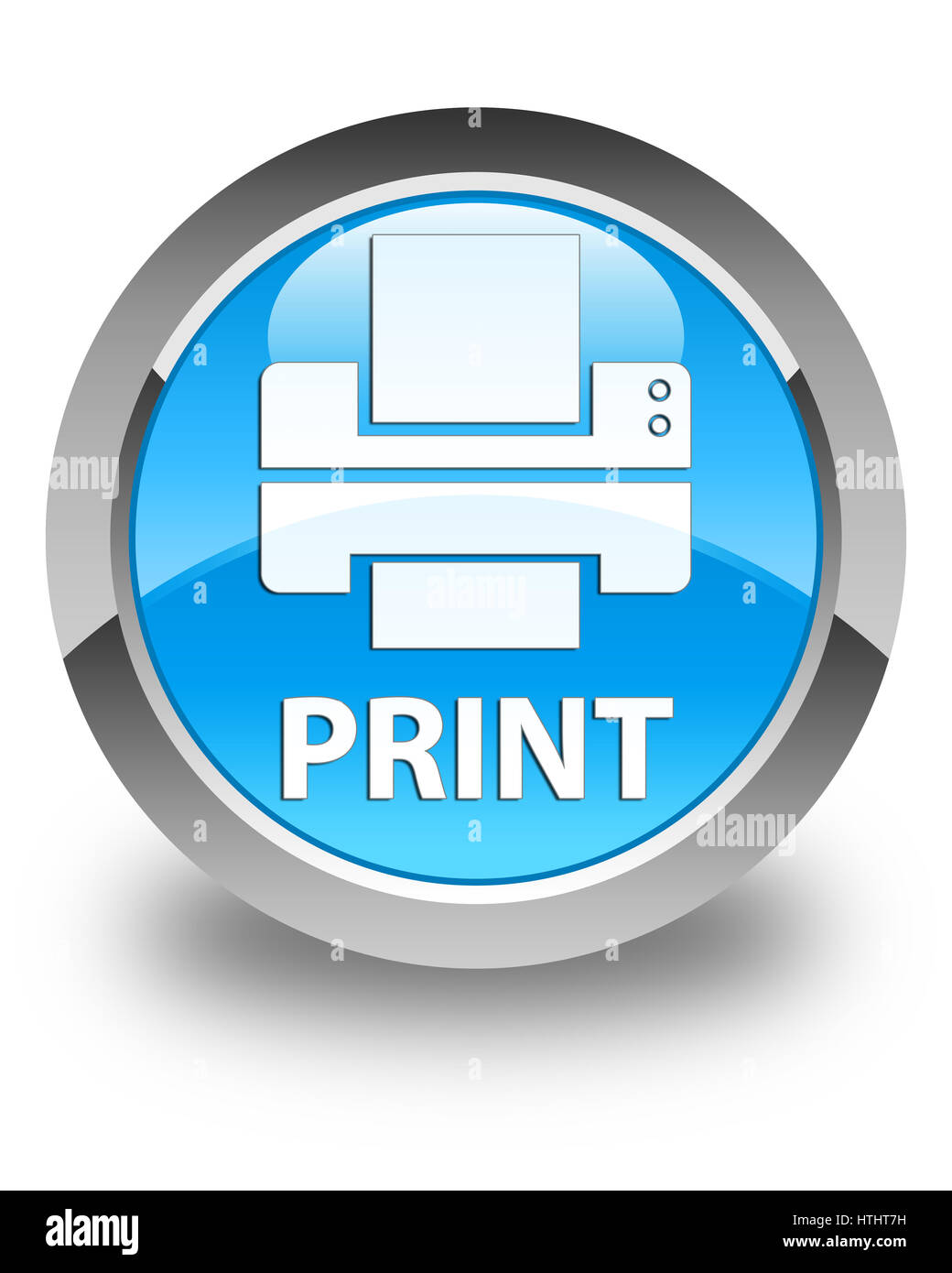 El icono de impresión (impresora) aislados en el botón redondo azul cian  brillante resumen ilustración Fotografía de stock - Alamy