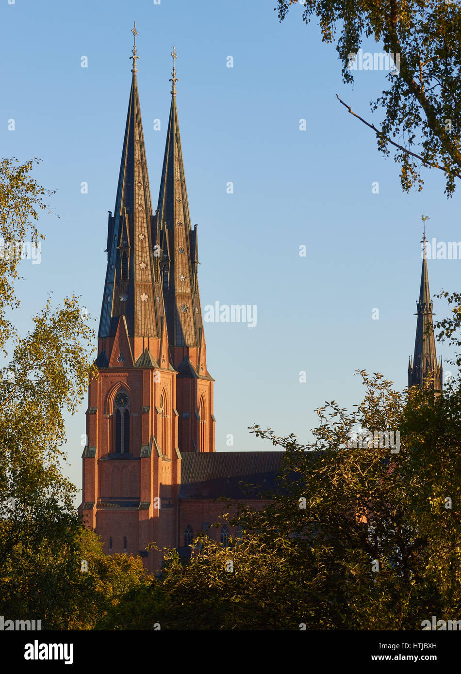 Siglo XIII la Catedral de Uppsala, la iglesia más alta en los países nórdicos, Uppsala, Suecia, Escandinavia Foto de stock