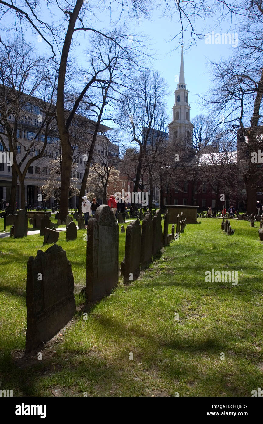Casco Antiguo Cementerio Grannery en Boston, Massachusetts Foto de stock