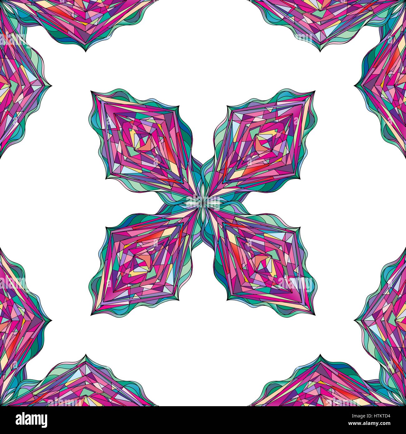 Patrón de ornamento dibujados a mano. Vector tracerías geométricas de fondo sin fisuras. Colorido abstracto rhombus textura para papel tapiz, envolver, diseño textil, Ilustración del Vector