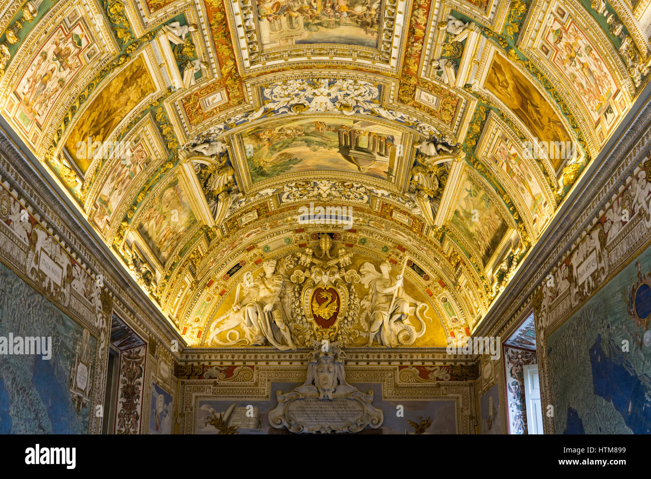 La galería de los mapas en thr Museo Vaticano, Ciudad del Vaticano, Roma, Italia. Foto de stock