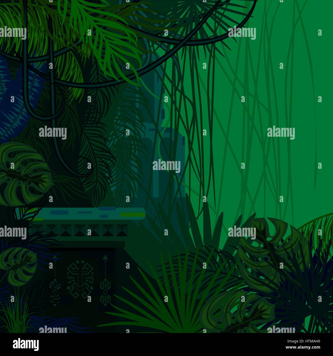 Selva tropical follaje spinney naturaleza de fondo. Ilustración del Vector