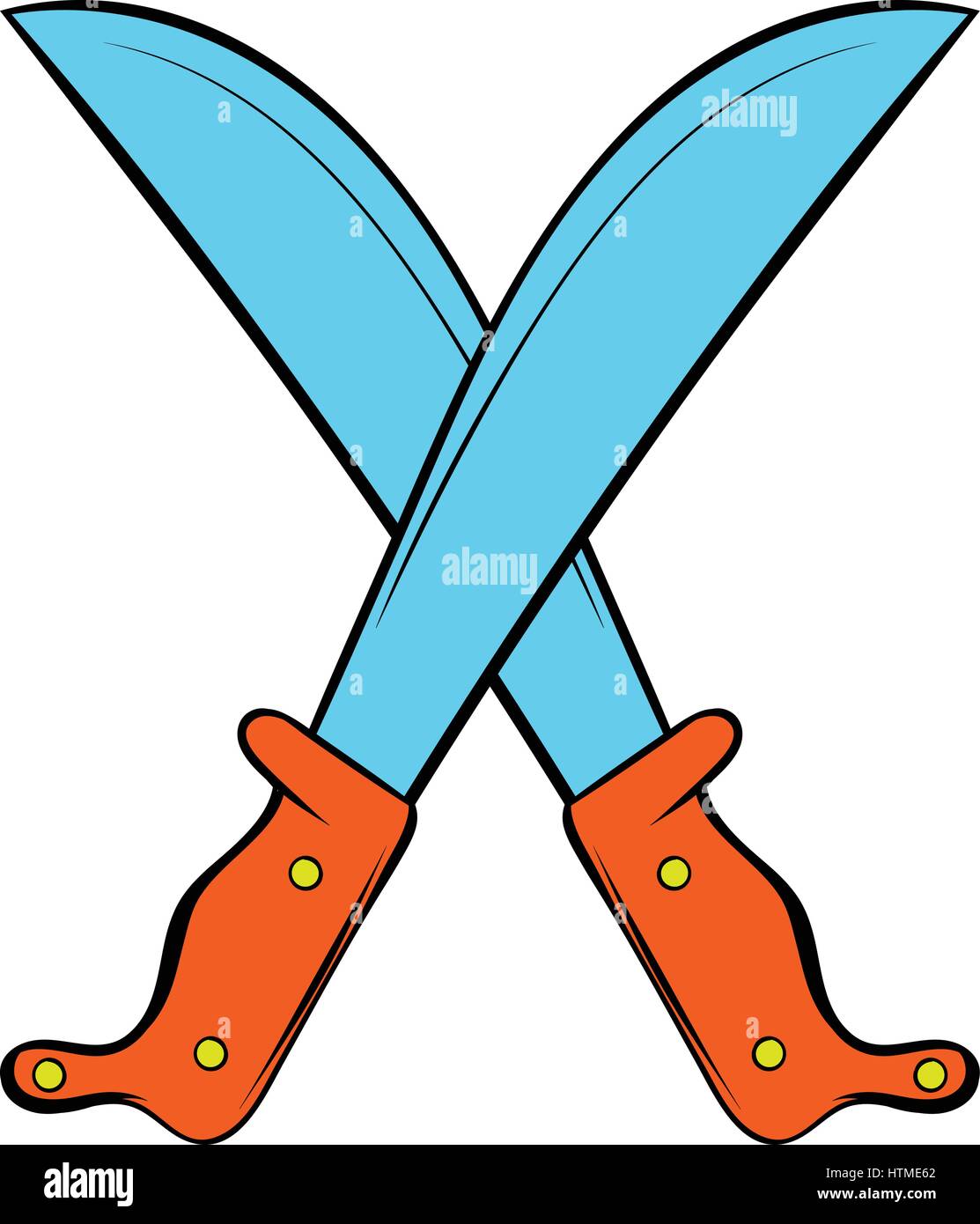 Los machetes cruzados cartoon icono Ilustración del Vector