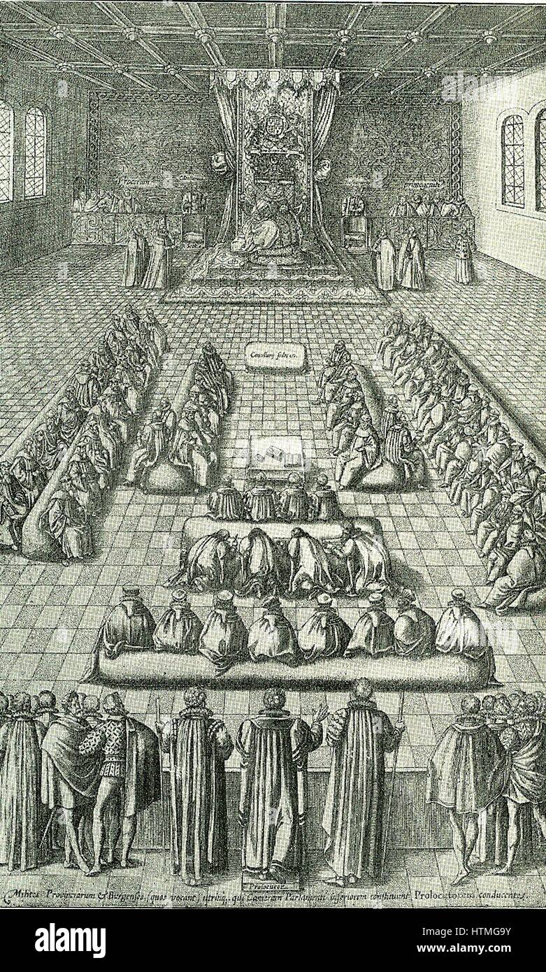 La Cámara de los Comunes presentando su altavoz a Isabel I. Después del