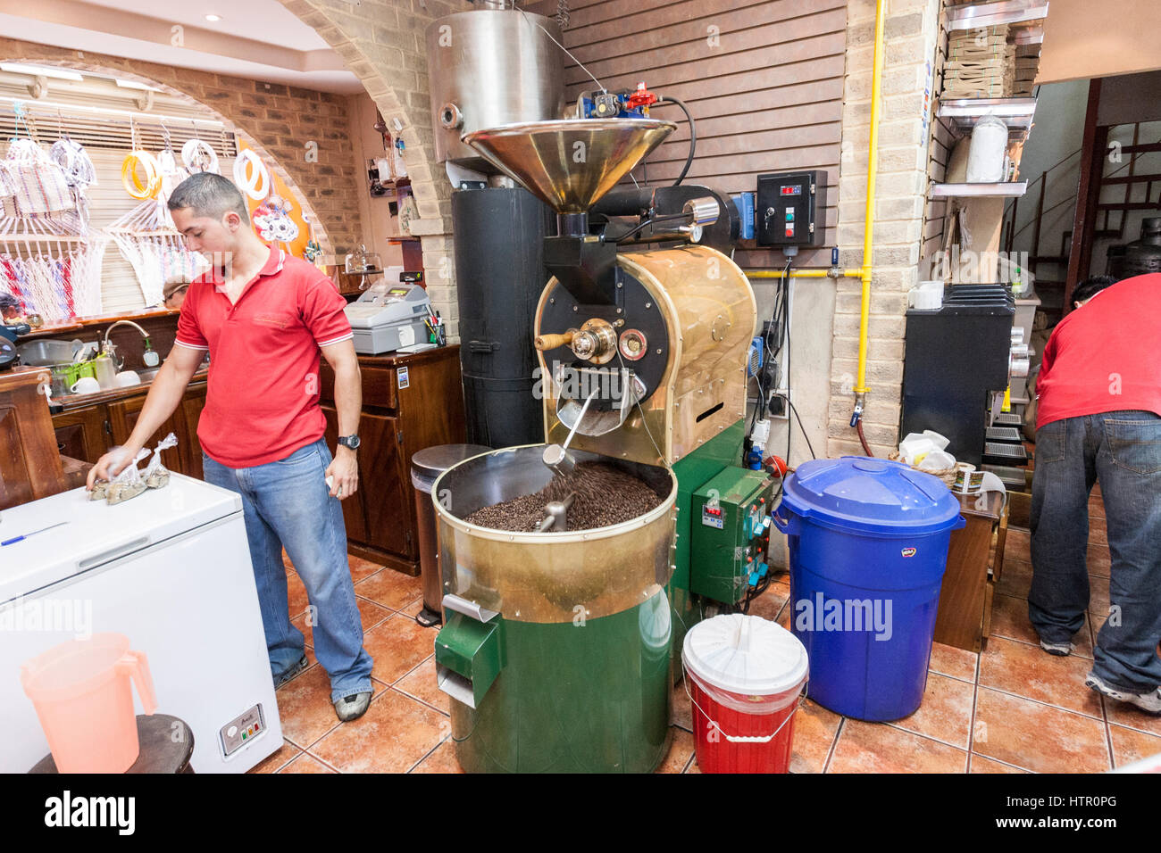 Tienda de café, el Café Central, en el mercado, mercado, en San José, Costa Rica Fotografía de