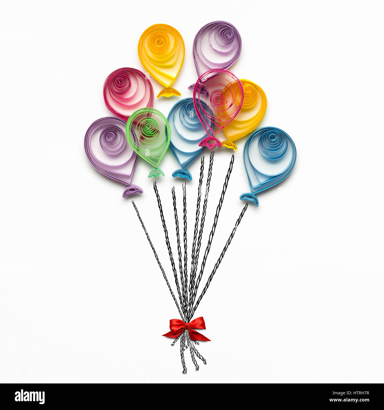 El concepto creativo foto de quilling globos hechos de papel sobre un