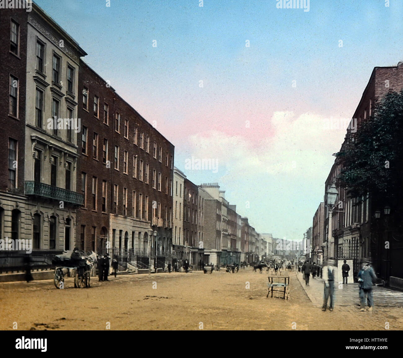George Street, Limerick, Irlanda - coloreado a mano foto - período Victoriano Foto de stock