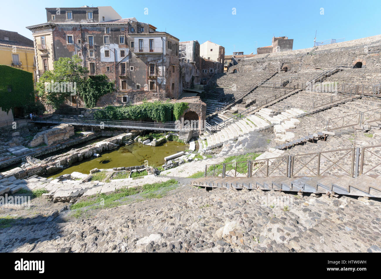 El teatro grecorromano, Catania, Sicilia, Italia Foto de stock