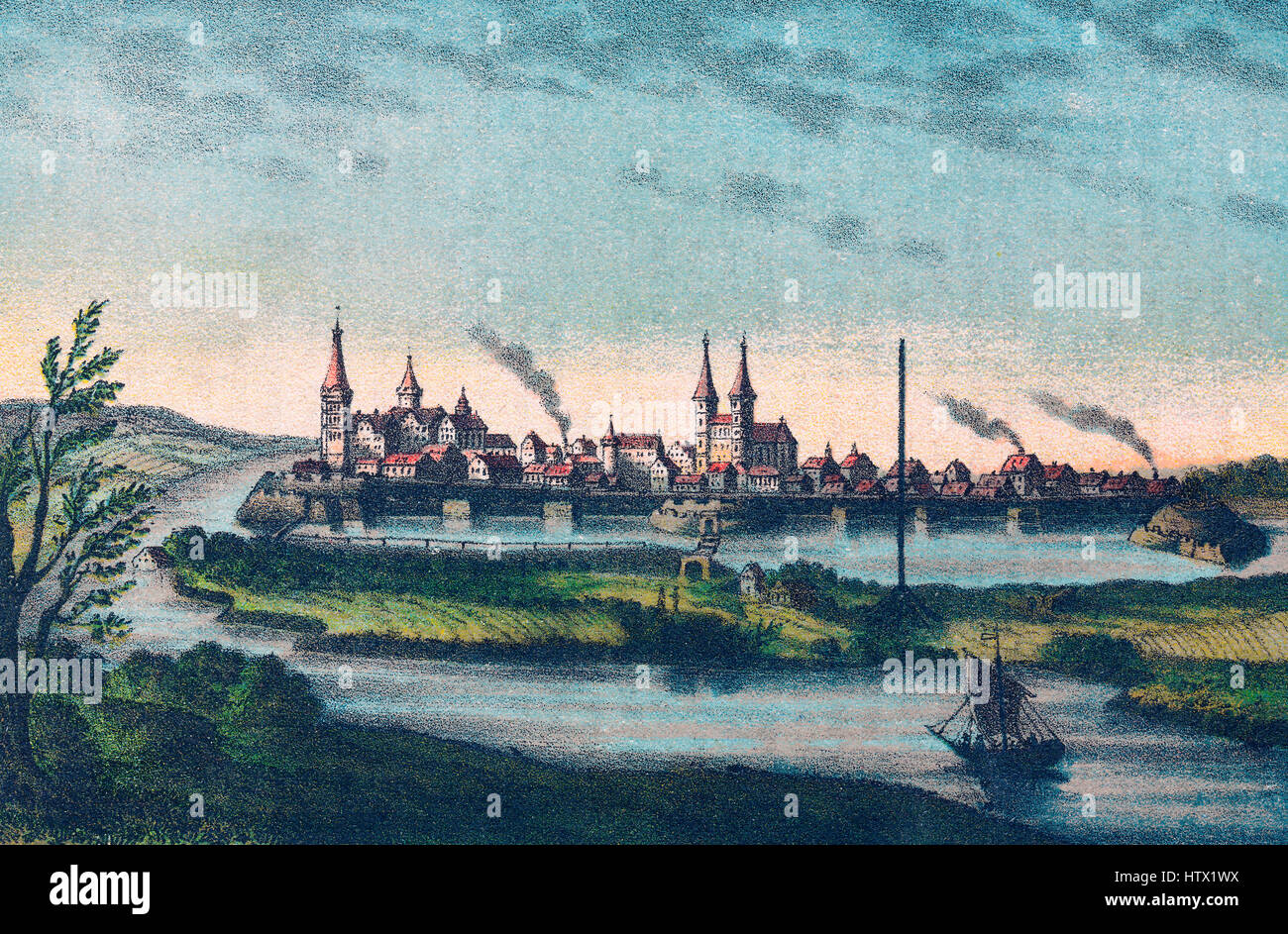 Ciudad de Lutherstadt Wittenberg, Sajonia-Anhalt, Alemania, siglo xvi Foto de stock
