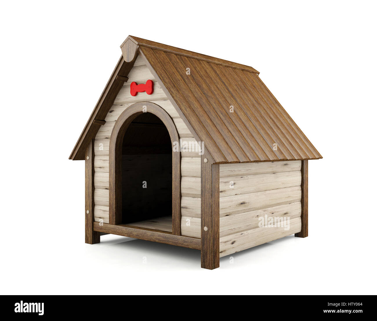 Perro de la casa de madera aislado sobre fondo blanco. Foto de stock