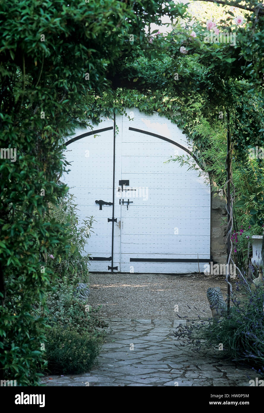 Gate rodeado por viñas. Foto de stock