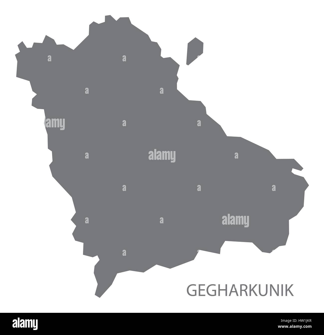 Mapa de la provincia de Gegharkunik Armenia ilustración silueta gris Ilustración del Vector