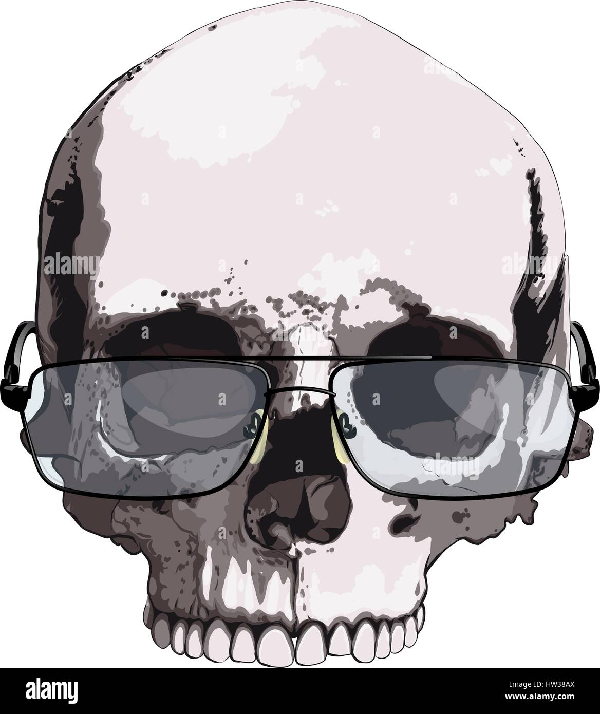 Cráneo en gafas para leer Ilustración del Vector