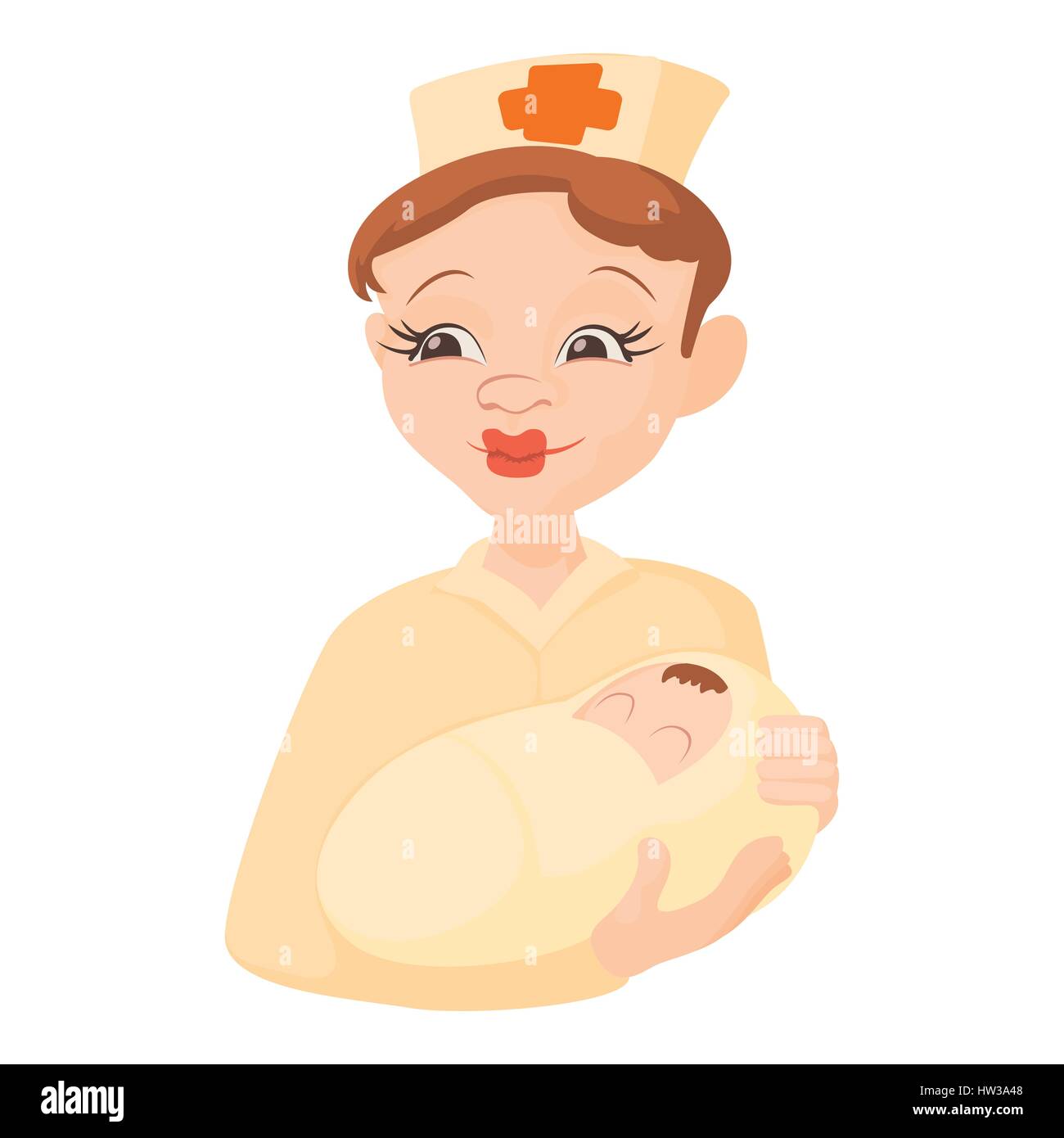 Enfermera Sosteniendo Un Bebe Recien Nacido El Icono De Estilo De